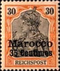 German Empire Postage Stamps Surcharged — 35/30C/(Pf), orange red/black