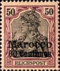 German Empire Postage Stamps Surcharged — 60/50C/(Pf), violet/black