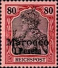 German Empire Postage Stamps Surcharged — 1/80P/M, carmine/black