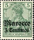 German Empire Postage Stamp Surcharged — 5C/(Pf), green