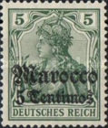 German Empire Postage Stamps Surcharged — 5/5C/(Pf), green