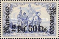 German Empire Postage Stamps Surcharged — 2P50/2P/C/M, steel blue