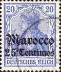 German Empire Postage Stamps Surcharged — 25/20C/(Pf), blue