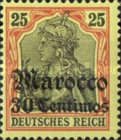 German Empire Postage Stamps Surcharged — 30/25C/(Pf), orange/black