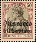 German Empire Postage Stamps Surcharged — 60/50C/(Pf), violet/black