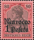 German Empire Postage Stamps Surcharged — 1/80P/M, carmine/black