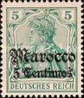 German Empire Postage Stamps Surcharged - Watermarked — 5/5C/(Pf), green