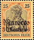 German Empire Postage Stamps Surcharged - Watermarked — 30/25C/(Pf), orange/black