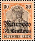 German Empire Postage Stamps Surcharged - Watermarked — 35/30C/(Pf), orange red/black