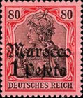 German Empire Postage Stamps Surcharged - Watermarked — 1/80P/M, carmine/black