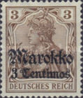 German Empire Postage Stamps Surcharged and Overprinted "Marokko" — 3/3C/(Pf), brown