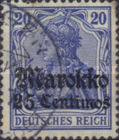 German Empire Postage Stamps Surcharged and Overprinted "Marokko" — 25/20C/(Pf), violet blue