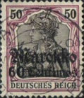 German Empire Postage Stamps Surcharged and Overprinted "Marokko" — 60/50C/(Pf), purple/black