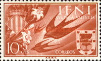 Charity Stamps for Valencia - Barn Swallow & Coat of Arms — 10+5 C, brownish orange, Hirundo rustica
