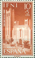Stamp Day - Buildings — 10+5 C, reddish brown