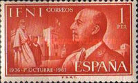 The 25th Anniversary of Franco's Reign — 1Pts, reddish brown