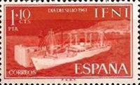 Stamp Day - Transport — 1+10 Pta/C, orange red