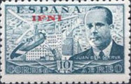 Airmail - Not Issued Spanish Airmail Stamps Overprinted "IFNI" — 10C, bluish green