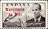 Airmail - Spanish Postage Stamps Overprinted in Gothic Script — 50C, dark brown