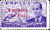 Airmail - Spanish Postage Stamps Overprinted in Gothic Script — 10Pts, violet