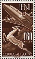 Airmail - Airplane & Gazelle — 1.60Pta/C, brown