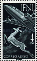 Airmail - Airplane & Gazelle — 4Pta/C, dark green