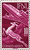Airmail - Airplane & Gazelle — 10Pta/C, reddish purple