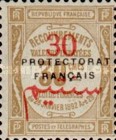 Frenca Postage Due Stamps Surcharged & Overprinted "PROTECTORAT - FRANCAIS" - Inscription "RECOUVREMENTS" — 30/30C, olive brown, Perf: 13½