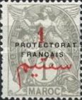 French Post in Morocco Postage Stamps Overprinted "PROTECTORAT FRANCAIS" — 1/1C, grey