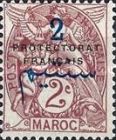 French Post in Morocco Postage Stamps Overprinted "PROTECTORAT FRANCAIS" — 2/2C, purple brown