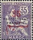 French Post in Morocco Postage Stamps Overprinted "PROTECTORAT FRANCAIS" — 35/35C, dull violet