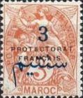 French Post in Morocco Postage Stamps Overprinted "PROTECTORAT FRANCAIS" — 3/3C, reddish orange