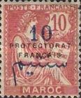 French Post in Morocco Postage Stamps Overprinted "PROTECTORAT FRANCAIS" — 10/10C, rose