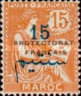 French Post in Morocco Postage Stamps Overprinted "PROTECTORAT FRANCAIS" — 15/15C, orange
