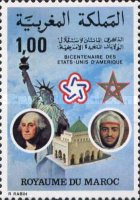 The 200th Anniversary of American Revolution — 1.00(Dh), multicoloured, George Washington, King Hassan I