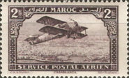 Airmail - Plane over Casablanca - Inscribed MAROC above, POSTAL SERVICE AERIEN below — 2Fr, violet