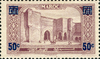 Monuments - Issues of 1923 Surcharged — 50/60C, light violet