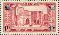 Monuments - Issues of 1923 Surcharged — 1/1.40Fr, carmine rose