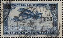 Airmail - Plane over Casablanca - Issues of 1922 Surcharged — 1.50/1.90Fr, blue