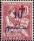 French Post in Morocco Stamp Overprinted "+ 5c" - "5c" Inverted — 10/10+5 C, rose