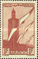 Airmail — 1Fr, reddish brown, Ciconia ciconia