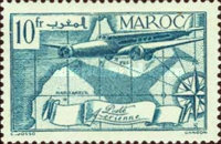 Airmail — 10Fr, greenish blue