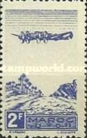 Airmail - Plane on Palm Grove — 2Fr, ultramarine