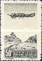 Airmail - Plane on Palm Grove — 50Fr, black