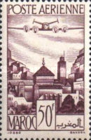 Airmail - Plane over Cities — 50Fr, violet brown