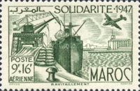 Airmail - Solidarity - Overprinted "SOLIDARITE 1947" — 9+16 Fr, green