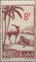 Previous Stamp Surcharged — 8+20 Fr, purple brown