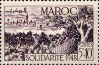 Solidarity - Agriculture - Overprinted "SOLIDARITE 1948" — 5+10 Fr, blackish violet