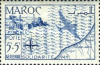 Airmail - Solidarity - Crafts - Overprinted "SOLIDARITE 1949" — 5+5 Fr, blue