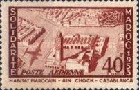 Airmail - Solidarity - Cities - Overprinted "SOLIDARITE 1953" — 40Fr, brownish red